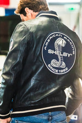 Men's Carroll Shelby "Dallas" Navy Leather Jacket